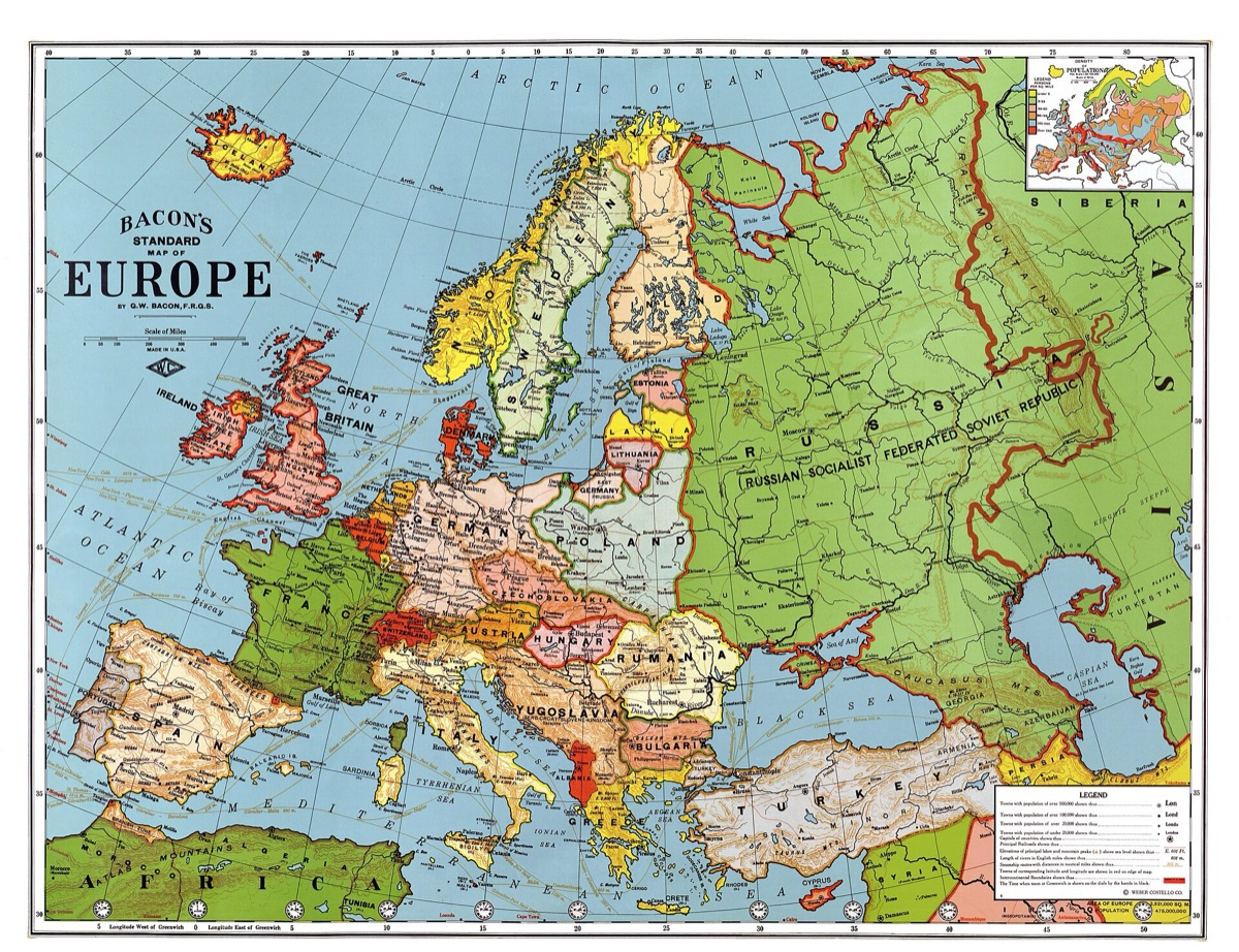 mapa da população europeia