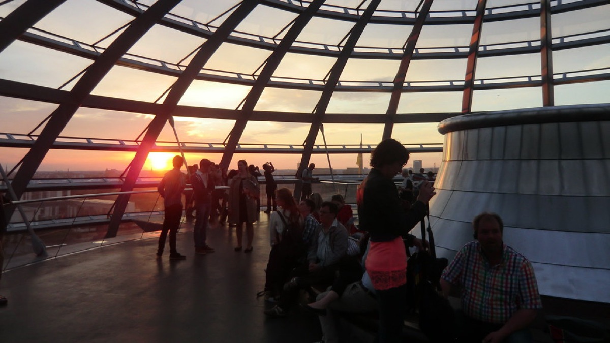 german parliament building with parliamentary session