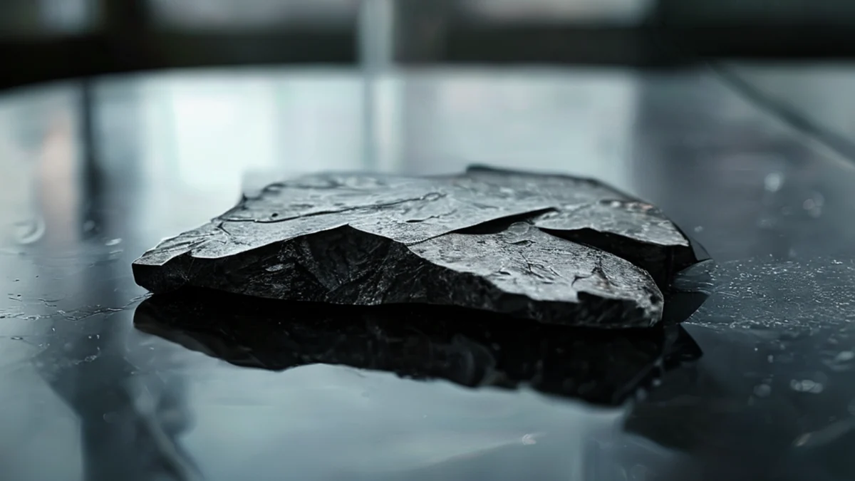 A fragmented piece of glass with sharp edges and a dull color.