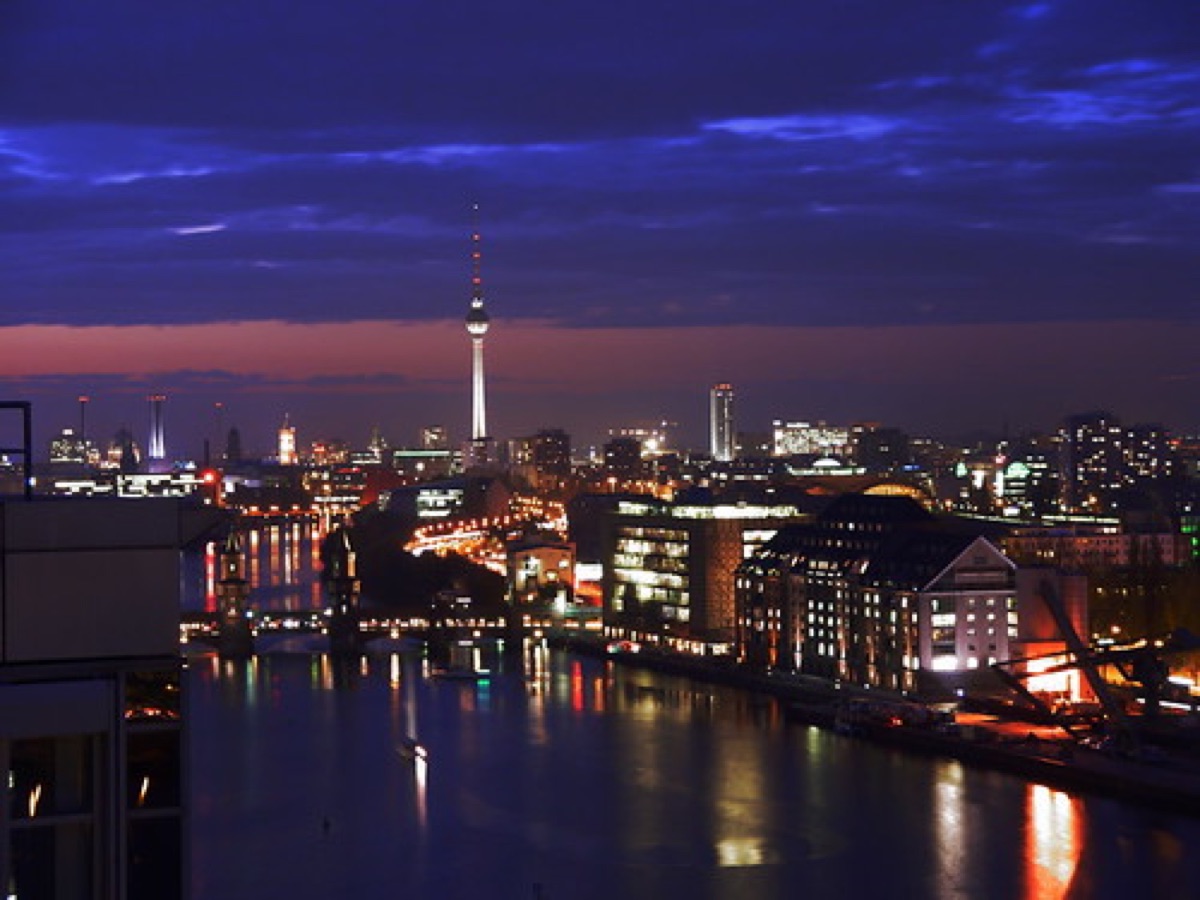 berlin cityscape at night